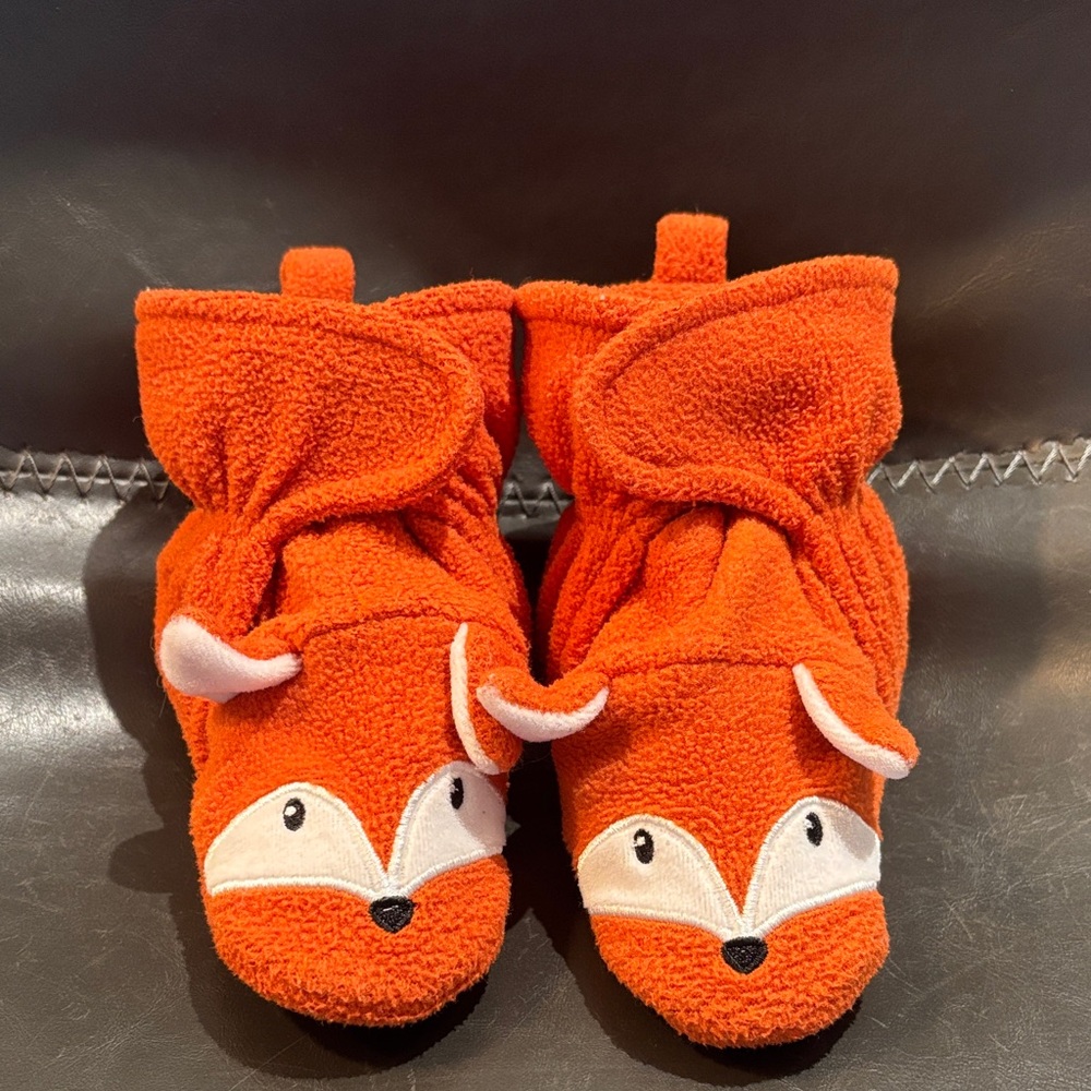 Hudson Baby Fleece Orange Fox Slippers